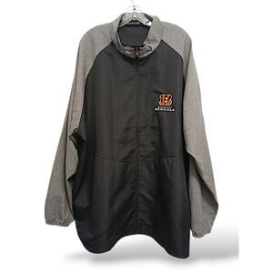 Cincinnati Bengals Windbreaker 3XL Black Gray Full Zip Jacket Hurricane DUNLAP
